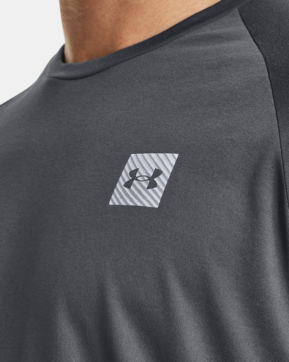 Men's UA Tech™ Print Fill Long Sleeve in Gray image number 3